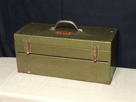 old green metal tool box|Vintage Green Metal Toolbox .